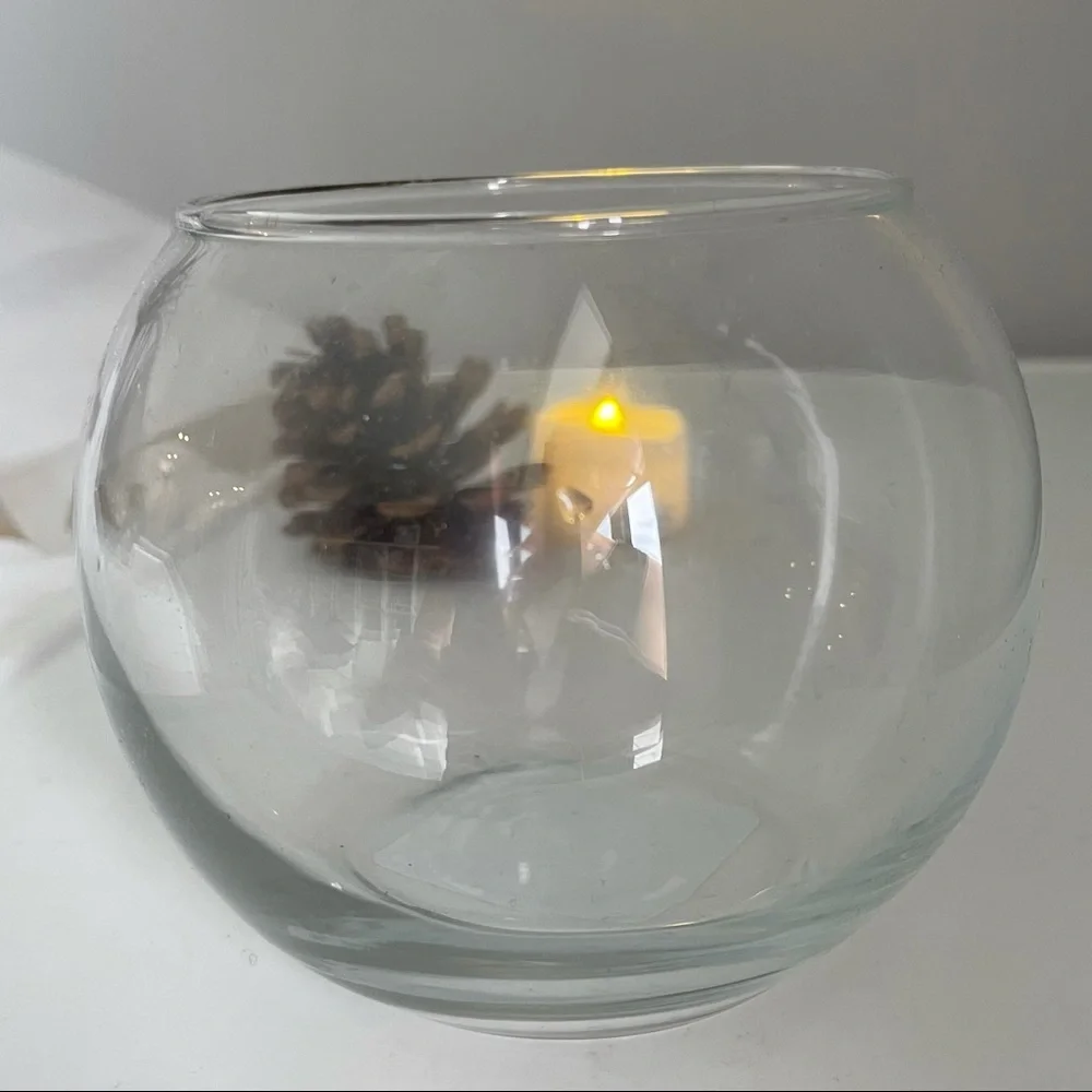 Clear Round Standing Makrame Hanging Bowl Flower Vase Glass Jar Candle Holder